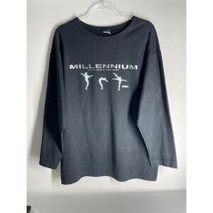 Dimensione Danza Millennium New Years Black Glittery Long Sleeve T-shirt Medium